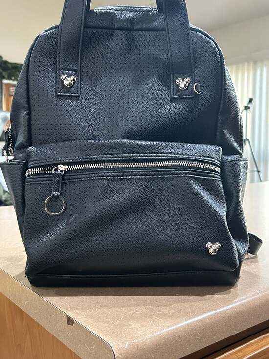 Disney Handbags - Disney Store Mickey Mouse Icon Flair Black Perforated Backpack